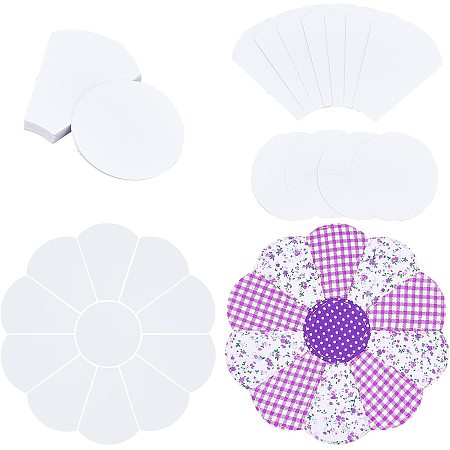 arricraft 44 Pcs Flower Shape Paper Quilting Templates, Handmade English Paper Piecing Trapezoid with Flat Round Patchwork Template for DIY Patchwork Sewing Crafts