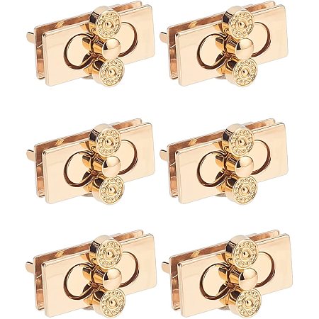 WADORN 6 Sets Alloy Twist Lock Clasps, Gold Purse Closure Rectangle Turn Lock Fasteners Clutches Bag Lock Metal Clip Clasp Hardware Handbag Buckles with Shims for DIY Leather Craft Bags Making
