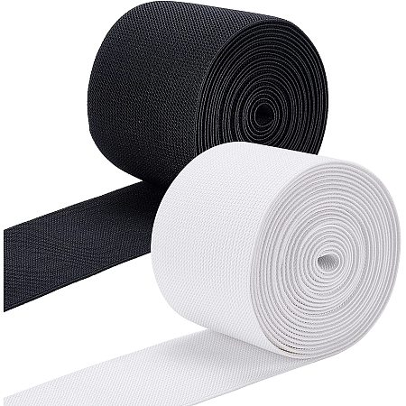 BENECREAT 11 Yards 3.15 Inch Wide Knit Elastic Band Black and White Flat Stretch Elastic Band for DIY Sewing Project Waist Band Making, 5.5 Yard/Color