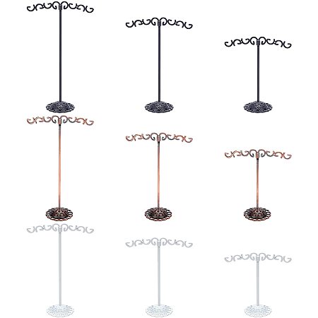FINGERINSPIRE 9Pcs Earring T Display Stand (Black, White, Red Copper) Metal T Shape Earring Display Holders 3 Colors T Bar Jewelry Display Holder for Earrings(4