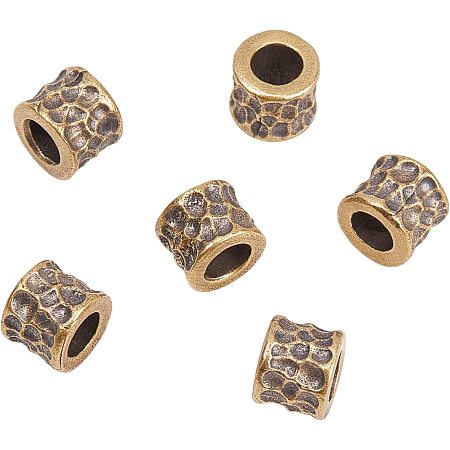 BENECREAT 6Pcs 11mm Antique Golden Paracord Beads Brass Charms, EDC Lanyard Beads for Pendant Buckle Keychain Pendant Flashlight Jewelry Pendant DIY Accessories(6.3mm Hole)