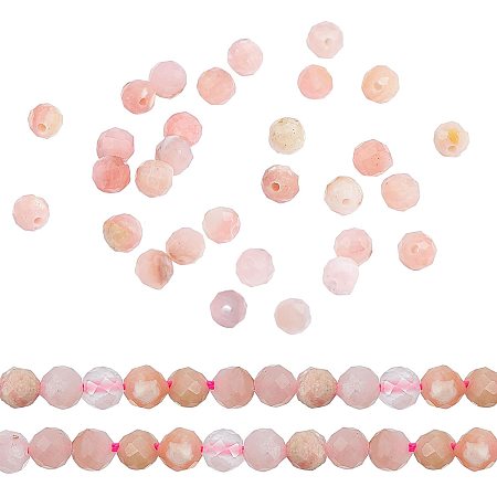 CHGCRAFT 114pcs Natural Pink 3mm Opal Beads Strands Gemstone Beads Round Loose Beads Crystal Energy Stone Healing Power for Jewelry Making with Pink Stretch Cord
