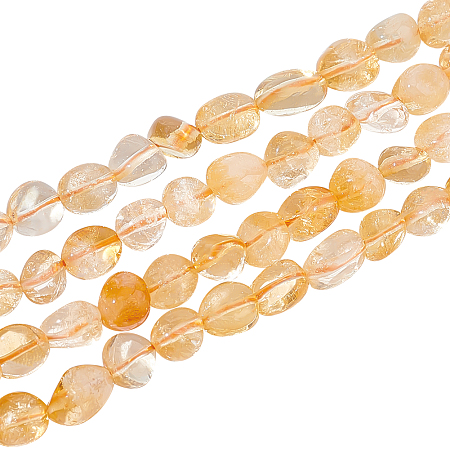 Nbeads 2 Strands Natural Citrine Beads Strands, Oval, 8~15x7~12x4~12mm, Hole: 1mm, about 30~45pcs/strand, 15.70''(39.88cm)