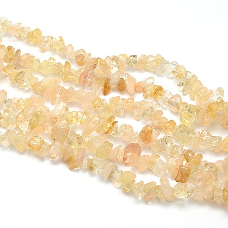 Honeyhandy Natural Citrine Beads Strands, Chips, 5~8x5~8mm, Hole: 1mm, about 31.5 inch
