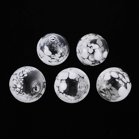 Honeyhandy Transparent Handmade Blown Glass Globe Beads, Round, Clear, 20~21.5mm, Hole: 1.5mm