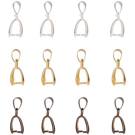 PandaHall Elite 90pcs 3 Colors Brass Pinch Bails Pinch Clip Bail Clasp Dangle Charm Bead Pendant Connector Findings for Pendants Necklace Jewelry DIY Craft Making