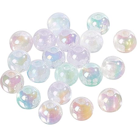 BENECREAT 20Pcs 8mm ABS Plastic Imitation Pearl Beads, 5 Colors Gradient Mermaid Plated Colorful Round Faux Pearls Beads Round for Jewelry Crafts Making