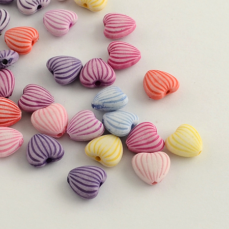 Honeyhandy Craft Style Acrylic Beads, Heart, Mixed Color, 10x11x5mm, Hole: 2mm, about 1300pcs/500g