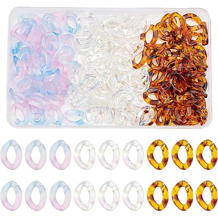 SUPERFINDINGS 150Pcs 3 Colors Spray Painted Acrylic Linking Rings Transparent Quick Link Connectors Plastic Linking Chain for Earring Necklace Jewelry Eyeglass Chain DIY Craft Making