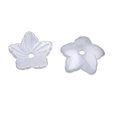 ARRICRAFT 5-Petal ABS Plastic Imitation Pearl Bead Caps, Flower, Ivory, 12x12x3.5mm, Hole: 1.5mm