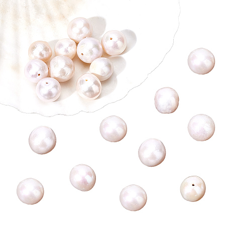 Nbeads 20Pcs Natural Baroque Pearl Keshi Pearl Beads Strands, Cultured Freshwater Pearl, Nuggets, Beige, 12~13mm, Hole: 0.8mm