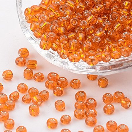 ARRICRAFT About 4500 Pcs 6/0 Glass Seed Beads Silver Lined OrangeRed Round Pony Bead Mini Spacer Beads Diameter 4mm for Jewelry Making