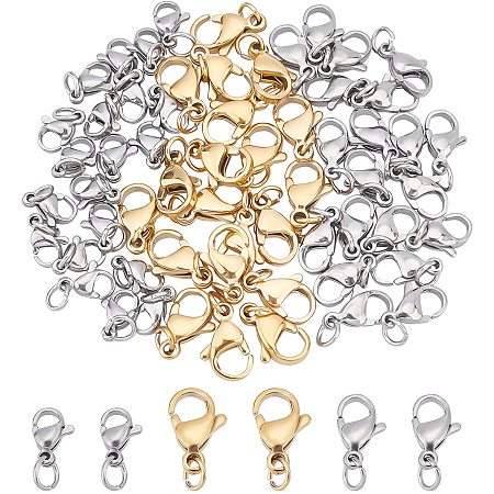 UNICRAFTALE About 60pcs 3 Colors Stainless Steel Lobster Claw Clasps with Jump Ring Necklace Fasteners Hook Bulk Claw Clasps for DIY Jewelry Making 3mm Hole
