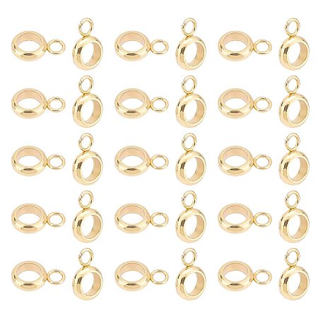 Unicraftale 201 Stainless Steel Tube Bails, Loop Bails, Ring Bail Beads, Real 18K Gold Plated, 9x6x2mm, Hole: 1.8mm, 80pcs/box