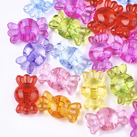 Honeyhandy Transparent Acrylic Shank Buttons, Candy, Mixed Color, 17x29.5x10.5mm, Hole: 2.5mm, about 197pcs/500g