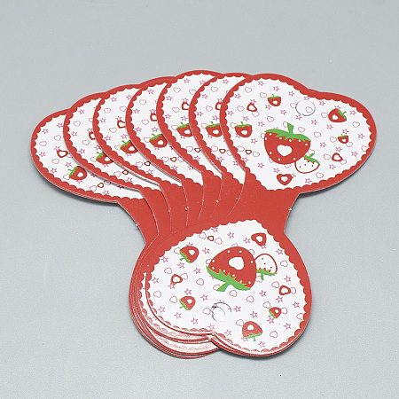 Honeyhandy Cardboard Necklace & Bracelet Display Cards, Strawberry, Red, 9.6x4.7cm