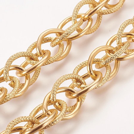 Honeyhandy Aluminum Double Link Chains, Unwelded, Gold, Size: Chains: about 19mm long, 15mm wide, 2mm thick