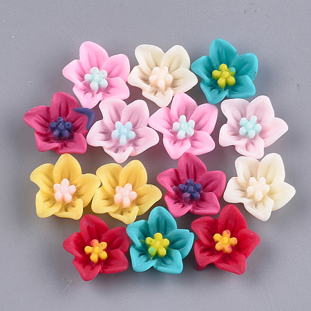 ARRICRAFT Resin Cabochons, Flower, Mixed Color, 13x13.5x5mm
