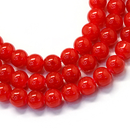 Arricraft Baking Painted Imitation Jade Glass Round Bead Strands, Crimson, 4.5~5mm, Hole: 1mm, about 210pcs/strand, 31.4 inches