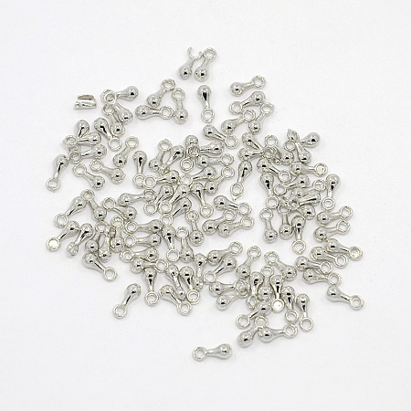 Honeyhandy Alloy Charms, Chain Extender Drop, Teardrop, Platinum Color, 7mm long, 2.5mm wide , hole: about 1.5mm
