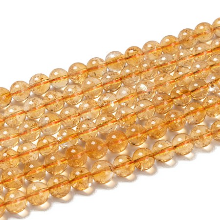 ARRICRAFT Natural Citrine Beads Strands, Round, Citrine, 8mm, Hole: 1mm, about 50pcs/strand, 15.5 inches