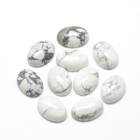 Honeyhandy Natural Howlite Cabochons, Oval, 18x13x5mm