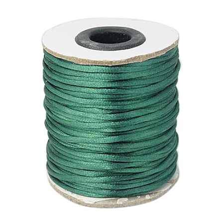 Honeyhandy Nylon Rattail Satin Cord, Beading String, for Chinese Knotting, Jewelry Making, Teal, 2mm, about 50yards/roll(150 feet/roll)