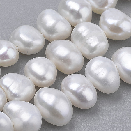 Arricraft Natural Cultured Freshwater Pearl Beads Strands, Two Sides Polished, Oval, Seashell Color, 5~6x6~8x4~5mm, Hole: 0.5mm, about 32pcs/strand, 7.34 inch