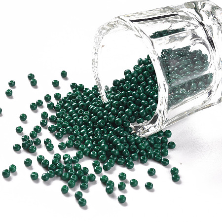 FGB 11/0 Baking Paint Glass Seed Beads, Round, Teal, 2.3x1.5mm, Hole: 1mm, about 5300pcs/50g