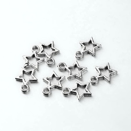 Honeyhandy Tibetan Style Alloy Star Charms, Antique Silver, 12x9x1mm, Hole: 1.5mm