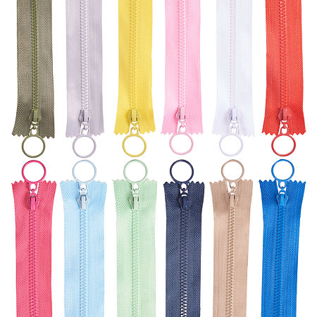 Garment Accessories, Nylon Zipper, Zip-fastener Component, Mixed Color, 280x28x2.5mm; 36pcs/set