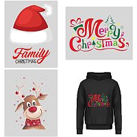 CREATCABIN 3pcs Merry Christms Iron On Transfers Stickers Set Heat Transfer Patches Clothing Design Washable Heat Transfer Stickers Decals for Clothes T-Shirt Jackets Hat Jeans Bags DIY Decorations
