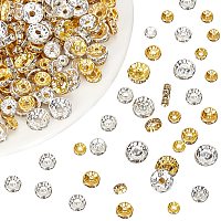 NBEADS 720 Pcs Rhinestone Rondelle Spacer Beads, Flat Round Crystal Loose Beads 6mm 8mm 10mm Shiny Charms Beads for Jewelry Making Valentine's Day Gifts