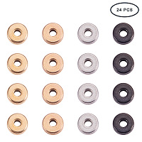PandaHall Elite 24 Pcs 304 Stainless Steel Rondelle Spacer Beads 6x2.5mm for Jewelry Making 4 Colors