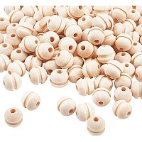 Pandahall Elite 150pcs Natural Wooden Beads 13mm Unfinished Grooved Wood Beads Natural Threaded Wooden Spacer Beads for Jewelry Craft Making Christmas Decoration