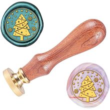 ARRICRAFT Wax Seal Stamp Merry Christmas Pine Pattern 0.98" Sealing Wax Stamp with Brass Seal Wood Handle for Greeting Card, Wedding Invitation, Envelope Decoration, Gift Wrapping