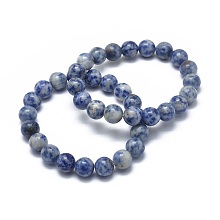 Honeyhandy Natural Blue Spot Jasper Bead Stretch Bracelets, Round, 2-1/8 inch~2-3/8 inch(5.5~6cm), Bead: 8mm