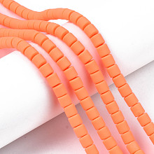 Honeyhandy Handmade Polymer Clay Bead Strands, Column, Coral, 6.5x6mm, Hole: 1.2mm, about 61pcs/strand, 15.75 inch(40cm)