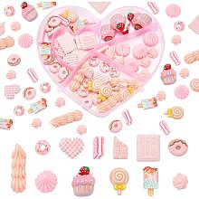 PandaHall Elite 84pcs Pink Slime Charms, 12 Styles Sweet Resin Cabochons Flatback Charms Kawaii Imitation Food Charms Cute Cookie Cake Lollipop Tiles for Hair Phonecase Scrapbook Craft Jewelry Making