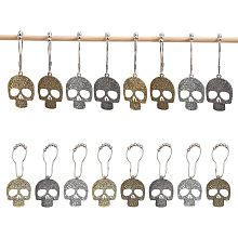 CHGCRAFT 4Set 16Pcs Halloween Theme Shower Curtain Rings Halloween Charms Spooky Skull Shower Curtain Hook Rings for Home Bathroom Decoration Accessories