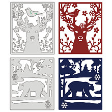 GLOBLELAND 2Pcs 2 Style Carbon Steel Cutting Dies Stencils, for DIY Scrapbooking/Photo Album, Decorative Embossing DIY Paper Card, Deer and Bear, Animal Pattern, 10.2x8.6x0.08cm, 1pc/style