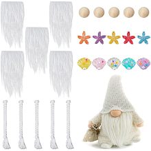 SUPERFINDINGS Gnome Beards DIY Doll Making Findings Kits Including 5pcs Artificial Wool Handmade Dwarf Beard 10pcs Gnome Braids with 10pcs Unfinished Wooden Balls and 15pcs Starfish Shell Cabochons