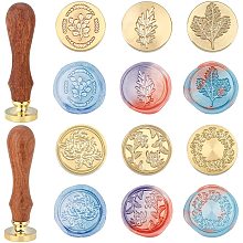 SUPERDANT Wax Seal Stamp Kit 6 Pieces Flower Branches Series Sealing Wax Stamp Heads with 2 Wooden Handle Vintage Seal Wax Stamp Kit for Cards Envelopes Invitations