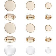 UNICRAFTALE 12 Sets 14~25mm Golden Flat Round Brooch Pin with Glass Cabochons 304 Stainless Steel Brooch Bezel Trays DIY Brooch Making Kits for Badge Corsage Name Tags DIY Jewelry Making