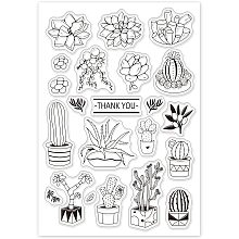 GLOBLELAND Succulent Cactus Clear Stamps Transparent Silicone Stamp Seal for Card Making Decoration and DIY Scrapbooking