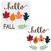 BENECREAT Hello Fall Stencil, 12x12" Maple Leaf Sycamor Leaf Painting Stencil Holly Leaf Stencils Reusable Template for Wall Decor, Scrapbooking, Fabric, Photo Album