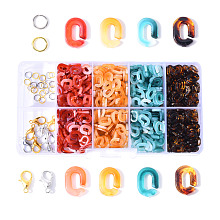 Arricraft 800Pcs 4 Colors Oval Acrylic Linking Rings, 20Pcs Iron Jump Rings, 8Pcs Zinc Alloy Lobster Claw Clasps, for DIY Glasses Chain Kits, Mixed Color, 9x6.5x2mm, Inner Diameter: 5mm, 800pcs