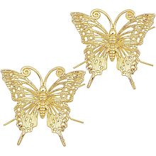 FINGERINSPIRE 2 Pcs Gold Butterfly Sculpture 2.8x2.6x1.4 inch Solid Metal Butterfly Figurine 3D Butterfly Model Ornament Golden Animal Figurines for Home Office Garden Desktop Decor