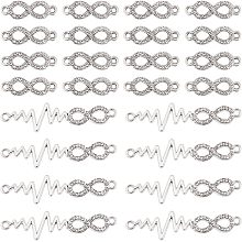 DICOSMETIC 60Pcs 2 Styles Infinity Shaped Charm Heart Beat Link Pendant Love Infinity Link Charm Hollow Frames Connector Alloy Rhinestone Links for Bracelet Necklace DIY Jewelry Making, Hole: 1.5/2mm