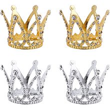 AHANDMAKER 4Pcs 2 Colors Beauty Egg Display Stand, Rown Cake Topper Crown Tiara Queen Crown Princess Headpiece Cake Decoration, Small Crystal Display Stand